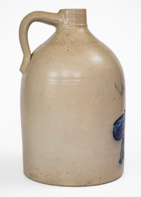 3 Gal. N. A. WHITE & SON / UTICA, NY Stoneware Bird Jug, c1885