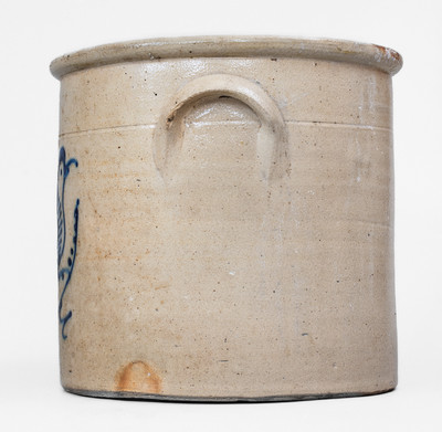 2 Gal. WHITE S UTICA, New York Stoneware Bird Crock, c1870