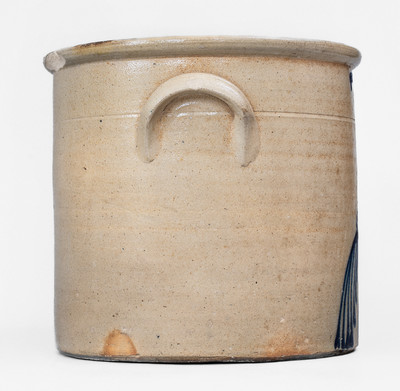 2 Gal. WHITE S UTICA, New York Stoneware Bird Crock, c1870