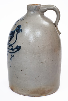 2 Gal. F. T. WRIGHT & SON / TAUNTON, MASS. Stoneware Jug w/ Bird Decoration