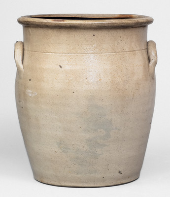 3 Gal. WM. E. WARNER / WEST TROY Stoneware Jar w/ Slip-Trailed Floral Decoration