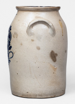 2 Gal. ALBANY, NY Stoneware Jar w/ Slip-Trailed Floral Decoration, c1860