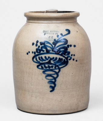 1 1/2 Gal. FORT EDWARD POTTERY CO. Stoneware Jar w/ Slip-Trailed Decoration