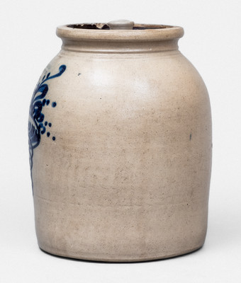 1 1/2 Gal. FORT EDWARD POTTERY CO. Stoneware Jar w/ Slip-Trailed Decoration