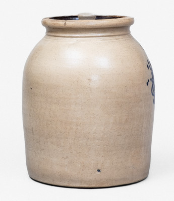 1 1/2 Gal. FORT EDWARD POTTERY CO. Stoneware Jar w/ Slip-Trailed Decoration