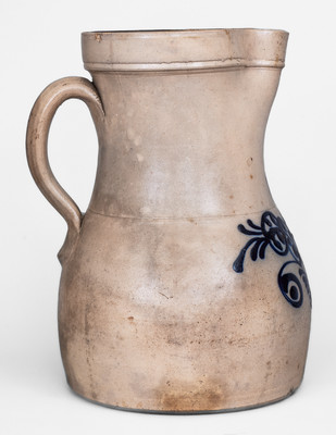 2 Gal. Northeastern Stoneware Pitcher w/ Slip-Trailed Floral Decoration