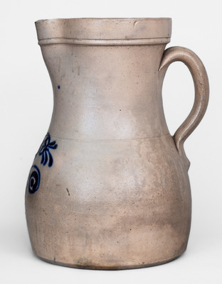 2 Gal. Northeastern Stoneware Pitcher w/ Slip-Trailed Floral Decoration