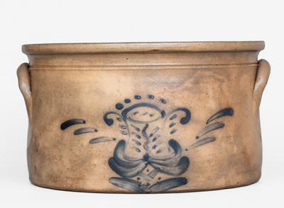 Attrib. William A. Macquoid, Manhattan Stoneware Cake Crock w/ Floral Decoration