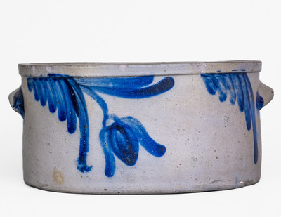 Baltimore, MD Stoneware Butter Crock w/ Floral Decoration, c1860
