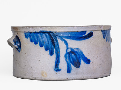 Baltimore, MD Stoneware Butter Crock w/ Floral Decoration, c1860