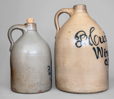 Lot of Two: Cushman & Co. / Albany, NY Stoneware Script Advertising Jugs