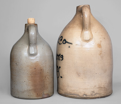 Lot of Two: Cushman & Co. / Albany, NY Stoneware Script Advertising Jugs