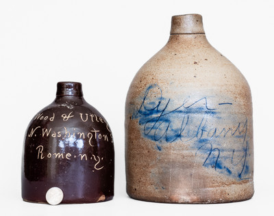 Lot of Two: Stoneware Jugs w/ Albany and Rome, NY Advertising