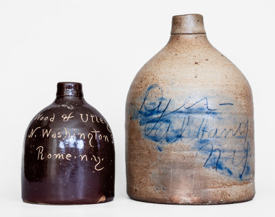 Lot of Two: Stoneware Jugs w/ Albany and Rome, NY Advertising