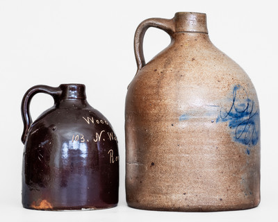 Lot of Two: Stoneware Jugs w/ Albany and Rome, NY Advertising