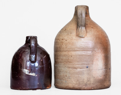 Lot of Two: Stoneware Jugs w/ Albany and Rome, NY Advertising