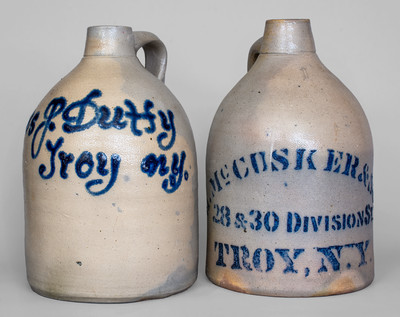 Lot of Two: Stoneware Jugs w/ Troy, New York Advertising