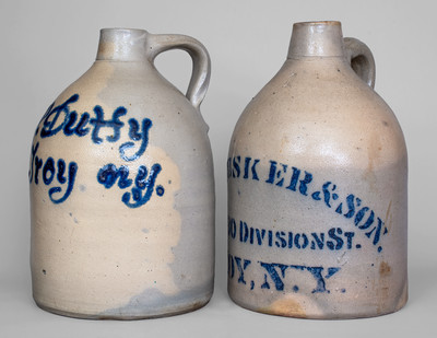 Lot of Two: Stoneware Jugs w/ Troy, New York Advertising