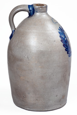 SAM L. I. IRVINE / NEWVILLE, PA Stoneware Jug w/ Wreath Decoration, c1865