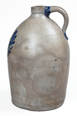 SAM L. I. IRVINE / NEWVILLE, PA Stoneware Jug w/ Wreath Decoration, c1865