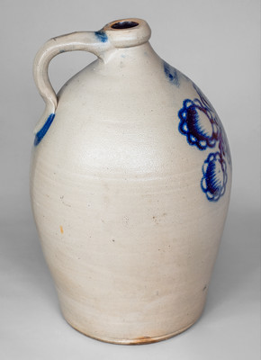 Exceptional 4 Gal. COWDEN & WILCOX / HARRISBURG, PA Stoneware Jug w/ Elaborate Slip-Trailed Sunflower