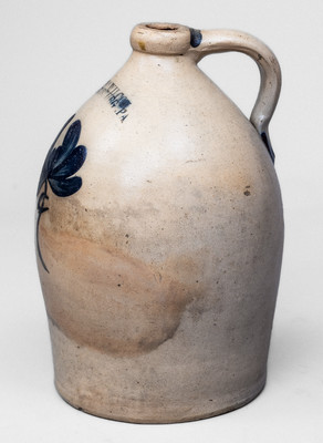 1 Gal. COWDEN & WILCOX / HARRISBURG, PA Stoneware Jug w/ Floral Decoration
