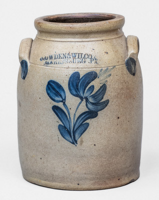 1 Gal. COWDEN & WILCOX / HARRISBURG, PA Stoneware Jar w/ Floral Decoration