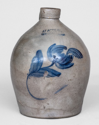 1 Gal. J. F. ACK & BRO. / MOORESBURG, PA Stoneware Jug w/ Floral Decoration