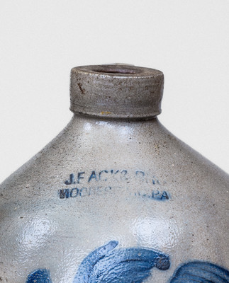 1 Gal. J. F. ACK & BRO. / MOORESBURG, PA Stoneware Jug w/ Floral Decoration