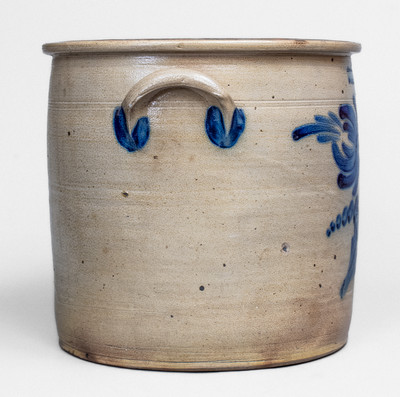 6 Gal. COWDEN & WILCOX / HARRISBURG, PA Stoneware Crock w/ Elaborate Floral Decoration