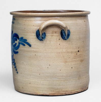 6 Gal. COWDEN & WILCOX / HARRISBURG, PA Stoneware Crock w/ Elaborate Floral Decoration