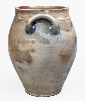 Four-Gallon Connecticut Stoneware Jar w/ Incised Floral Decoration, early 19th century