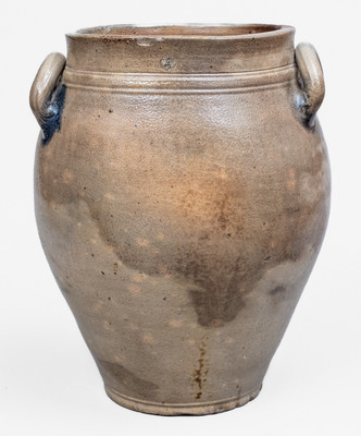 Four-Gallon Connecticut Stoneware Jar w/ Incised Floral Decoration, early 19th century