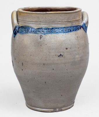Three-Gallon PAUL CUSHMAN Cobalt-Decorated Stoneware Jar, Albany, NY, early 19th century