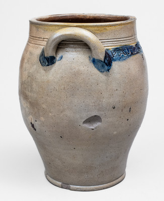 Three-Gallon PAUL CUSHMAN Cobalt-Decorated Stoneware Jar, Albany, NY, early 19th century