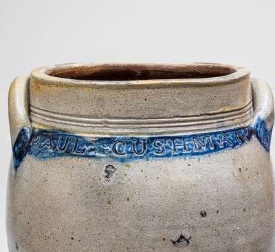 Three-Gallon PAUL CUSHMAN Cobalt-Decorated Stoneware Jar, Albany, NY, early 19th century