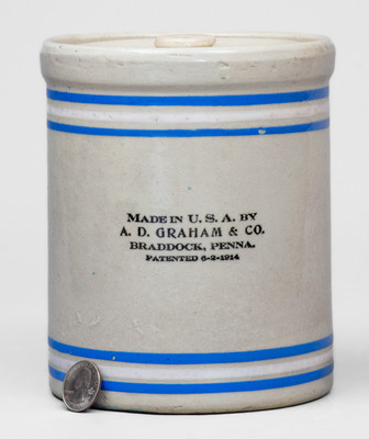 Braddock, PA Stoneware Jar w/ Shamokin Butterine Co., Shamokin, PA Advertising