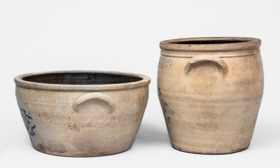 Lot of Two: F. H. COWDEN / HARRISBURG, PA Stoneware w/ Stenciled Decorations