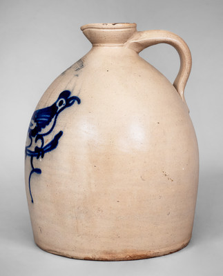 Very Rare J. & E. NORTON / BENNINGTON, VT Stoneware Syrup Jug w/ Bird Decoration