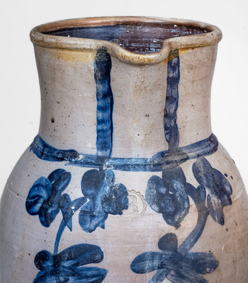 3 Gal. Baltimore, MD Stoneware Pitcher w/ Floral Decoration