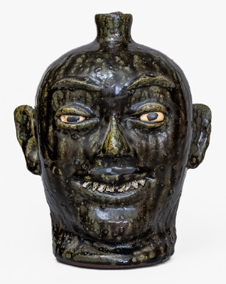 Scarce Lanier Meaders (Cleveland, GA) Face Jug w/ Elaborate Rock Teeth