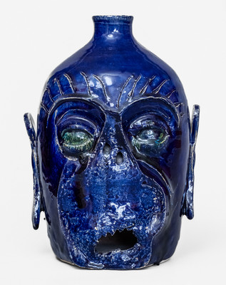 Rare Edwin Meaders (Cleveland, GA) Face Jug w/ Manufacturing Flaw