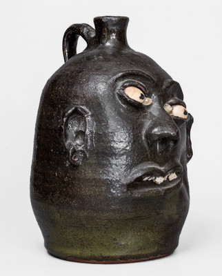 Unusual Lanier Meaders (Cleveland, GA) Face Jug w/ Rock Teeth, c1975