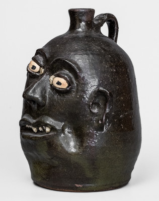 Unusual Lanier Meaders (Cleveland, GA) Face Jug w/ Rock Teeth, c1975