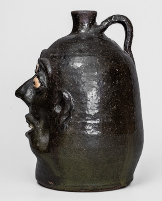 Unusual Lanier Meaders (Cleveland, GA) Face Jug w/ Rock Teeth, c1975