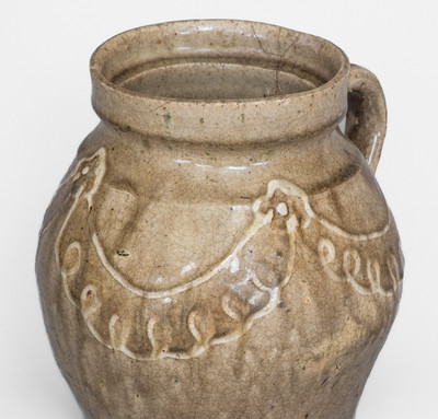 Fine Handled Stoneware Jar w/ Kaolin Slip, attrib. Collin Rhodes, Shaw s Creek, Edgefield District, SC, c1850