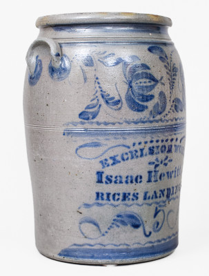 Exceptional Five-Gallon Stoneware Jar with Elaborate Freehand Cobalt Decoration, Stenciled 