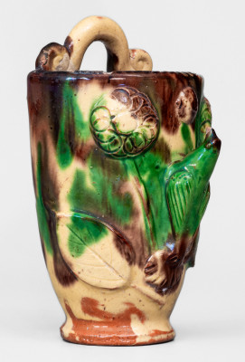 Multi-Glazed Redware Wall Pocket, Strasburg, VA origin, circa 1890.
