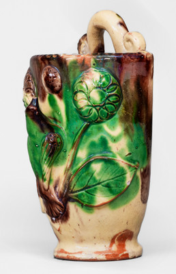 Fine Shenandoah Valley Multi-Glazed Redware Wall Pocket, attrib. J. Eberly, Strasburg, VA