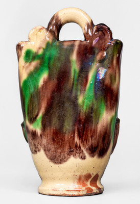 Fine Shenandoah Valley Multi-Glazed Redware Wall Pocket, attrib. J. Eberly, Strasburg, VA